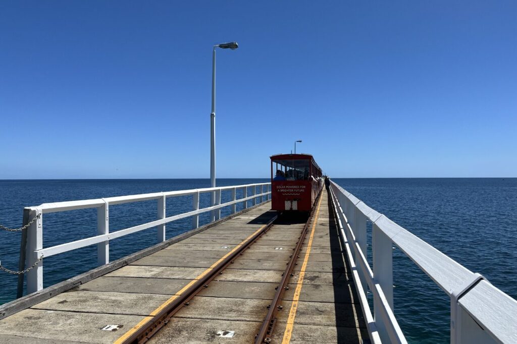 バッセルトン桟橋の観光列車の後ろ姿